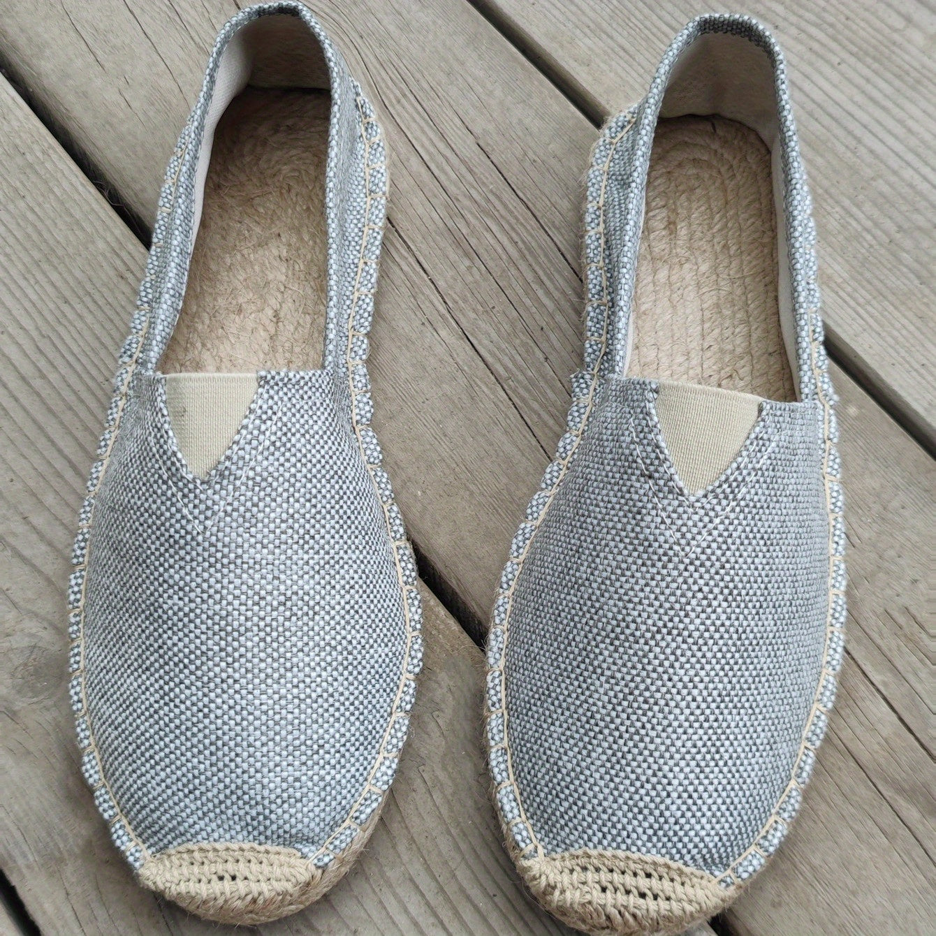 Men's slip-on espadrilles for casual comfort while walking.