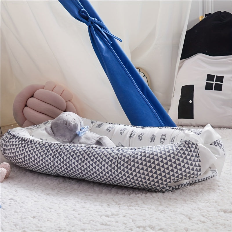 Travel Crib for Kids - Portable, Foldable, and Washable Bed with Anti-Pressure Cotton and Removable Pillow