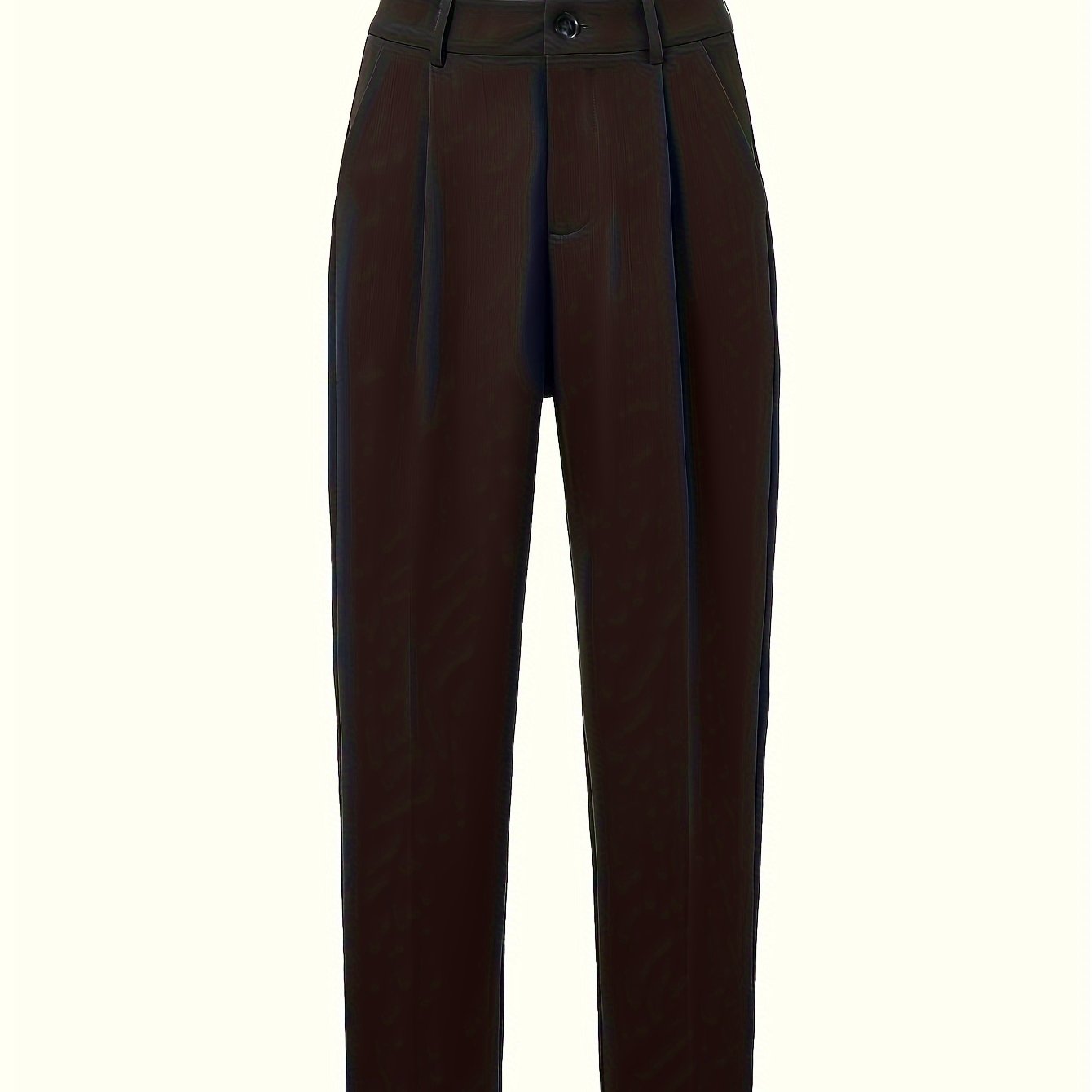 Pleated straight leg pants with pocket, casual cropped suit pants for women.