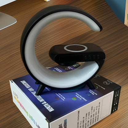 Wireless Music Table Lamp with Time Display, Alarm & Rechargeable LED Light for Home Office