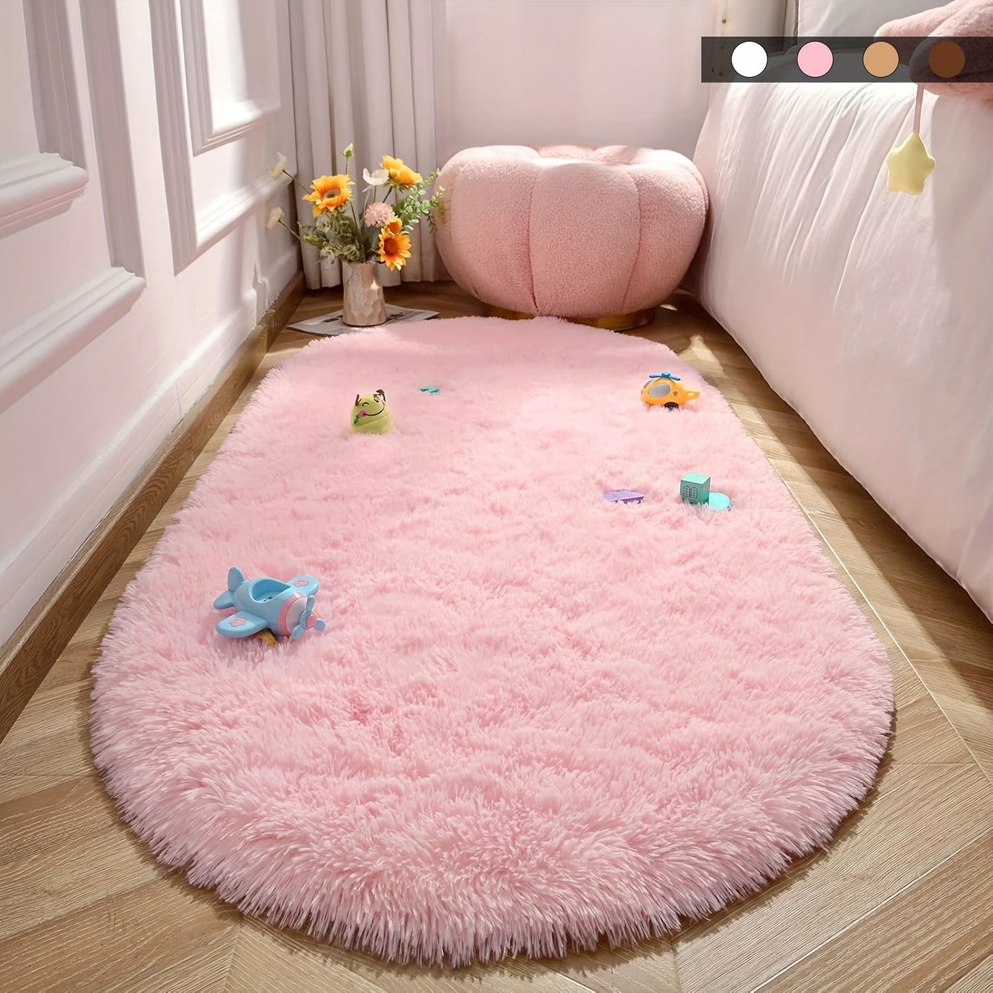 Soft and fluffy shag area rug suitable for living room or bedroom, non-slip and machine washable for convenient maintenance. Elevate your home decor with this luxurious floor carpet.