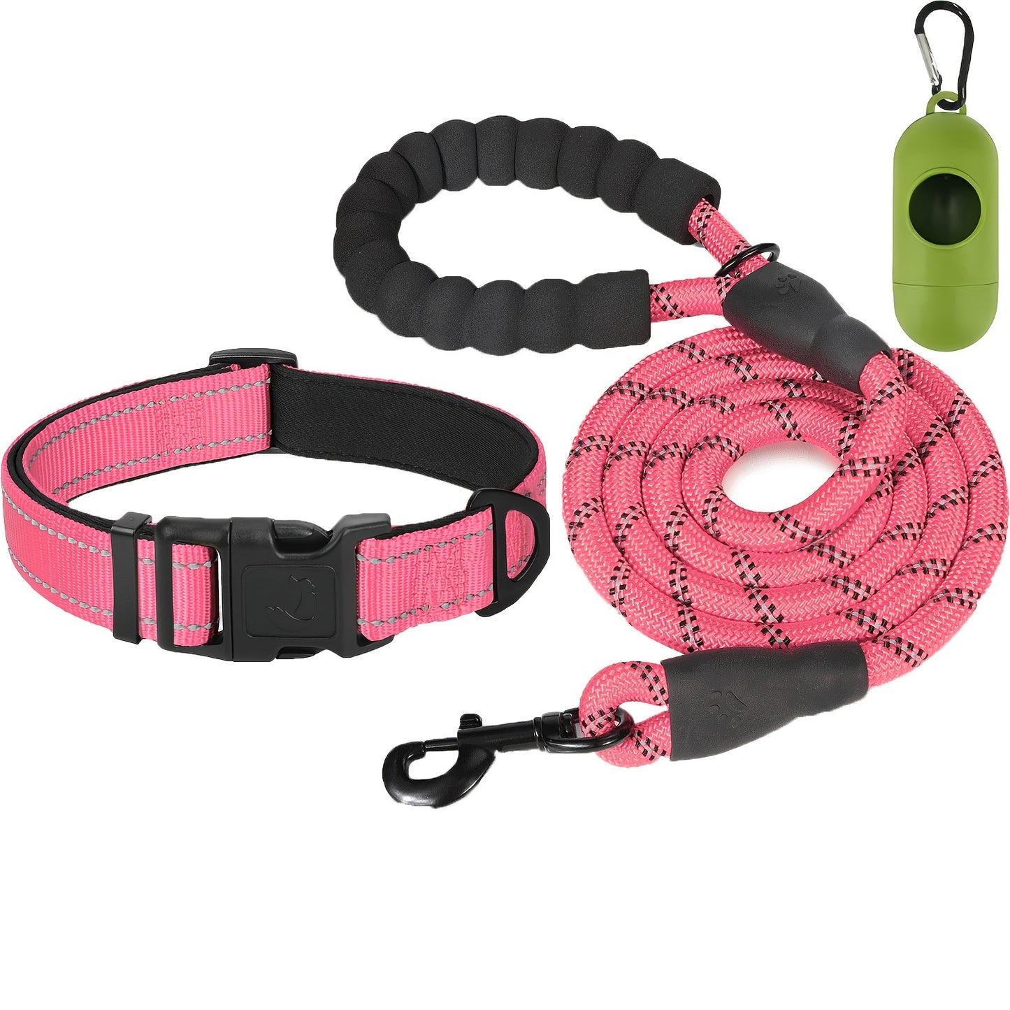 Reflective leash and adjustable nylon collar set for dogs of all sizes from JOYTALE.