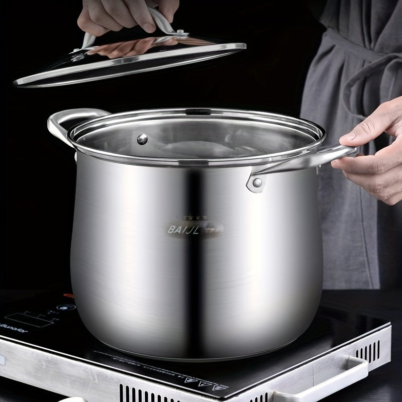 One piece of stainless steel steamer pot with lid, measuring 9.44 inches/24cm in diameter. Can be used on induction cooker, gas stove, and electric stove. Great for steaming and cooking. A versatile kitchen utensil and gadget for your home kitchen.