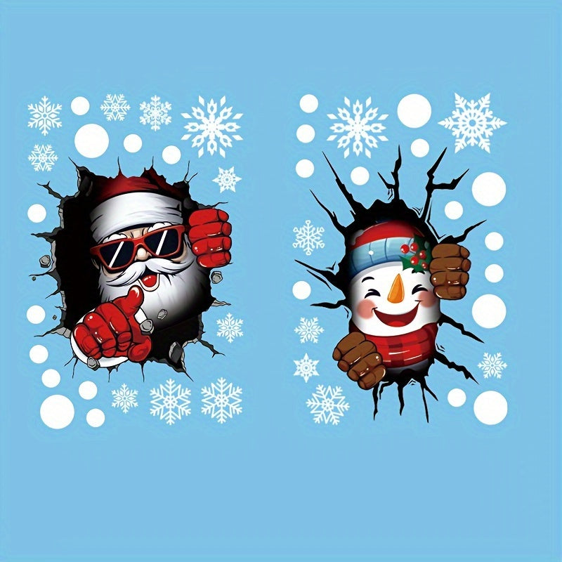 Set of 44 Christmas Window Clings featuring Festive Santa and Snowman Designs – Static Decals for Glass, Non-Adhesive Holiday Decor, Perfect for Christmas and New Year, Plastic Seasonal Décor