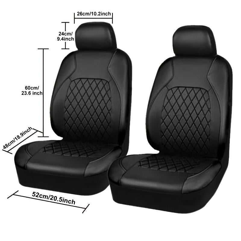 4-piece leather car seat covers with removable headrest and washable design for car, SUV, van, and sedan.