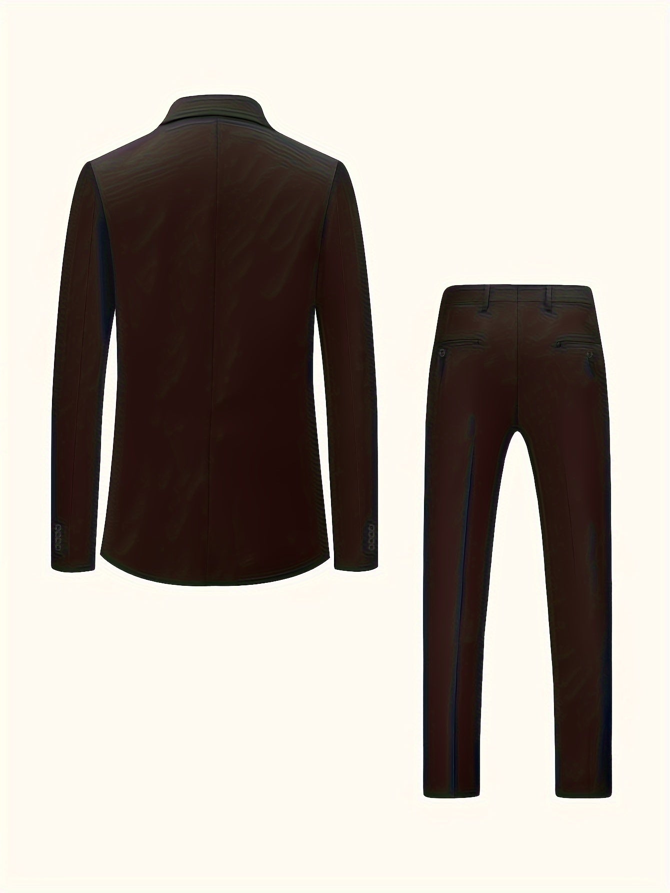 Men's two-piece business suit with intact pockets.