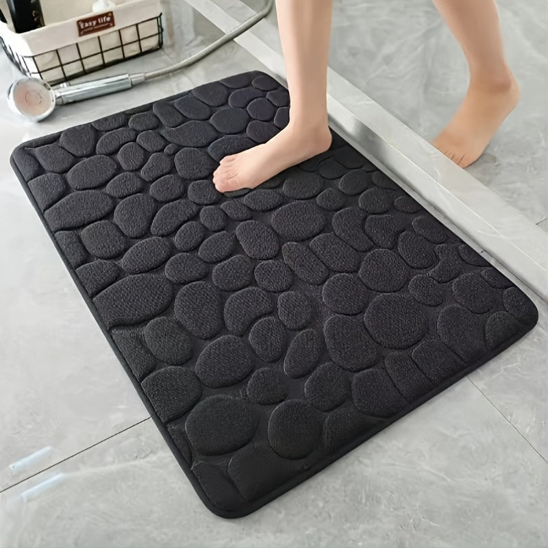 One-piece Pebble Texture Memory Foam Bath Mat with Absorbent Qualities, Non-Slip Backing for Bathroom, Kitchen, or Home Use - Made from Durable Plastic, Featuring Holiday-Themed Designs for Christmas, Halloween, Thanksgiving, Valentine's Day, and Labor