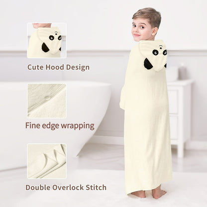 2 Super soft absorbent bath towels for children in gift box, 105.41cm X 105.41cm, cute animal print, cap, breathable - ideal for napping and swaddling.