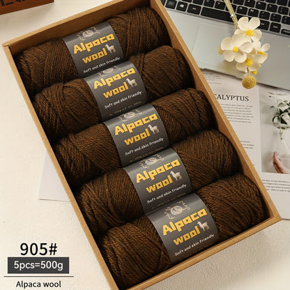 500G Alpaca Wool Yarn, 245 Thick Knitting Needles, Multi-Colored Kit for Autumn and Winter Fashion DIY Projects. Includes Yarn for Sweaters, Cardigans, Scarves, Hats, Gloves, Pants, and