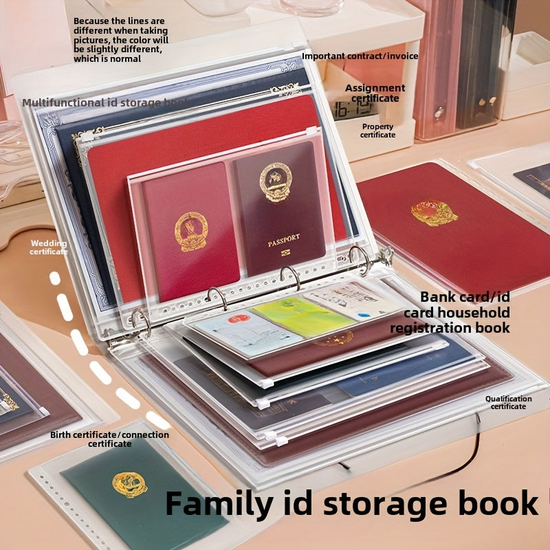 Family ID Storage Bag for organizing loose leaf documents such as bills and papers in A4 and B5 sizes.