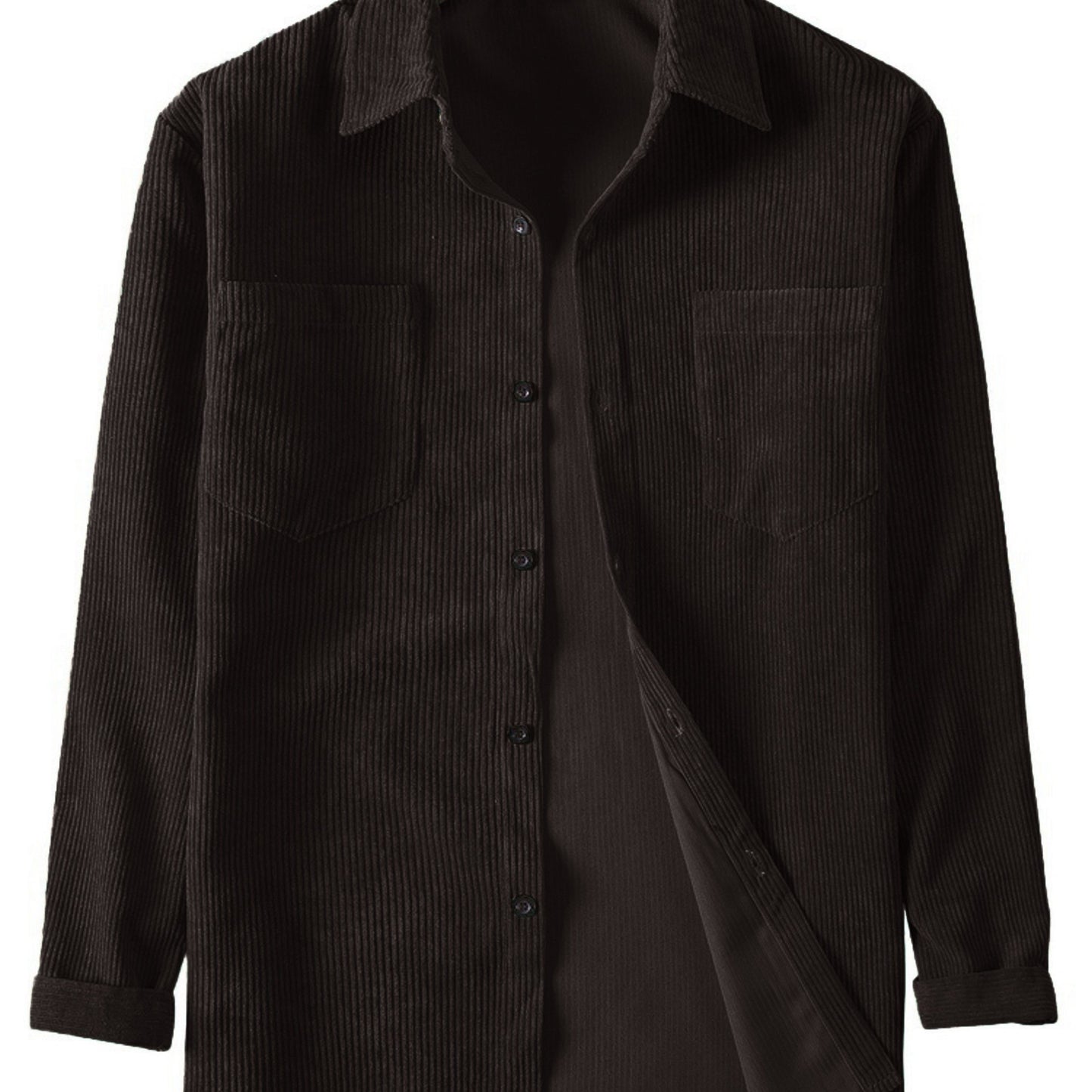 Casual men's corduroy shirt with double pockets for spring and autumn.