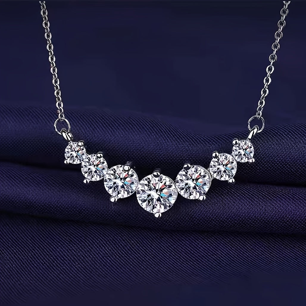 2.8 Carats Moissanite Seven Star Row Diamond Necklace made of 925 Sterling Silver for the Wedding Bride And Groom, perfect for Halloween Matching Dress Banquet. This Hypoallergenic, Fashionable and Classic piece is ideal for Date Parties, Vacation