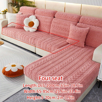 Wheat Sheaf Pattern Plush Sofa Cover, Cat Scratch Resistant, Elastic Fit for 1-4 Seater Sofas, Non-Slip, Machine Washable, Ideal for Multiple Rooms