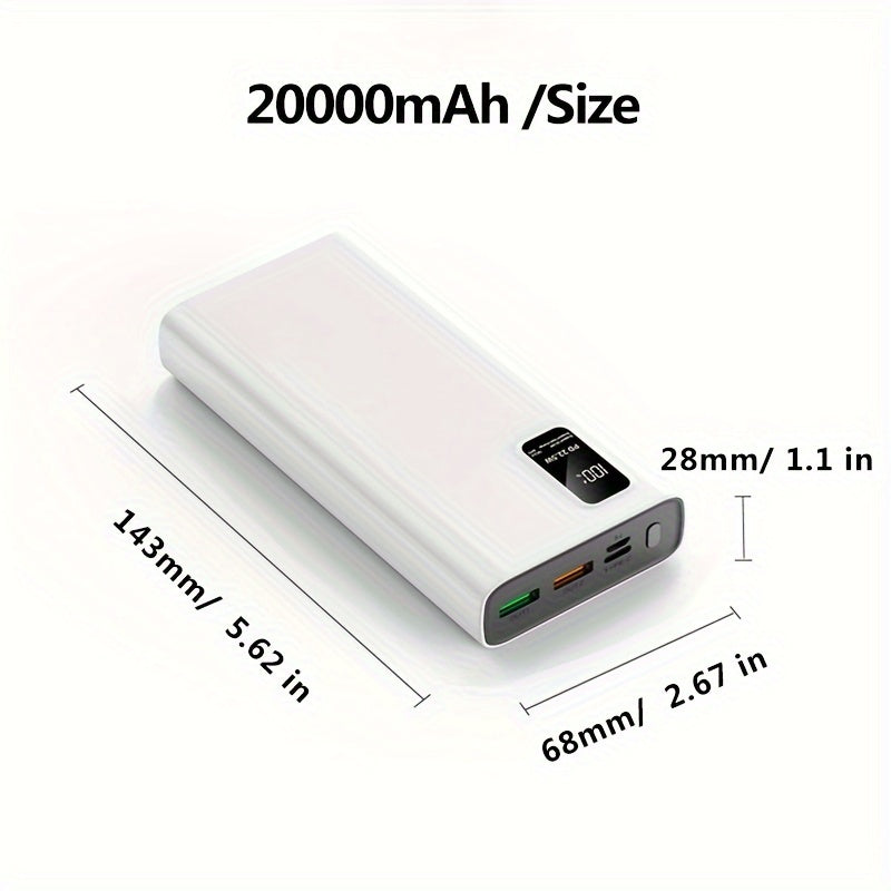 30000mAh Hinne Power Bank с быстрой зарядкой USB Type-C, LED-дисплеем, универсальной совместимостью для iPhone/Samsung/Android, легкий аварийный источник питания с литий-полимерной батареей.