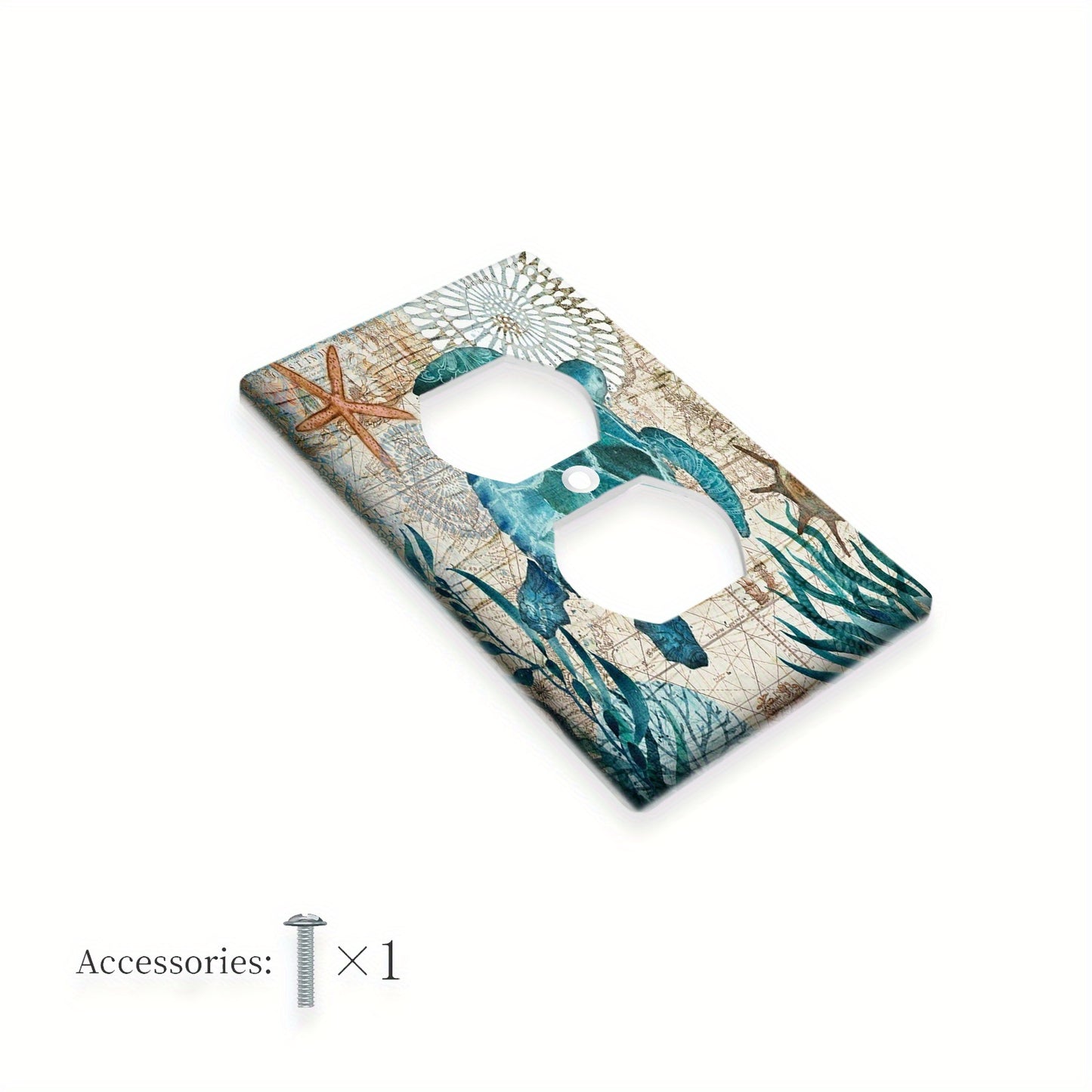 Oceanic Vibes Teal Blue Turtle Light Switch Cover, 1-Gang/2-Gang, Easy to Clean, Battery-Free, Bathroom and Bedroom Wall Decor.