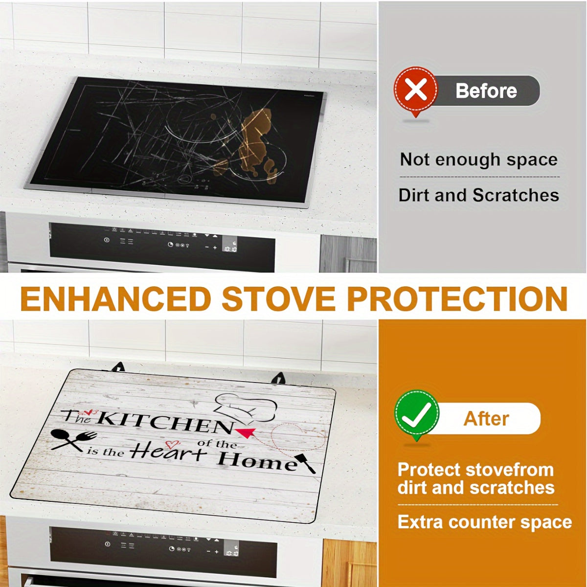 Stove Top Protector Mat - Extra Large Size, Anti-Slip, Heat Resistant, Easy to Clean, Scratch & Spill Prevention - For Electric Glass Cooktops, Oven, Washer, Dryer - Ideal for Commercial & Home Use