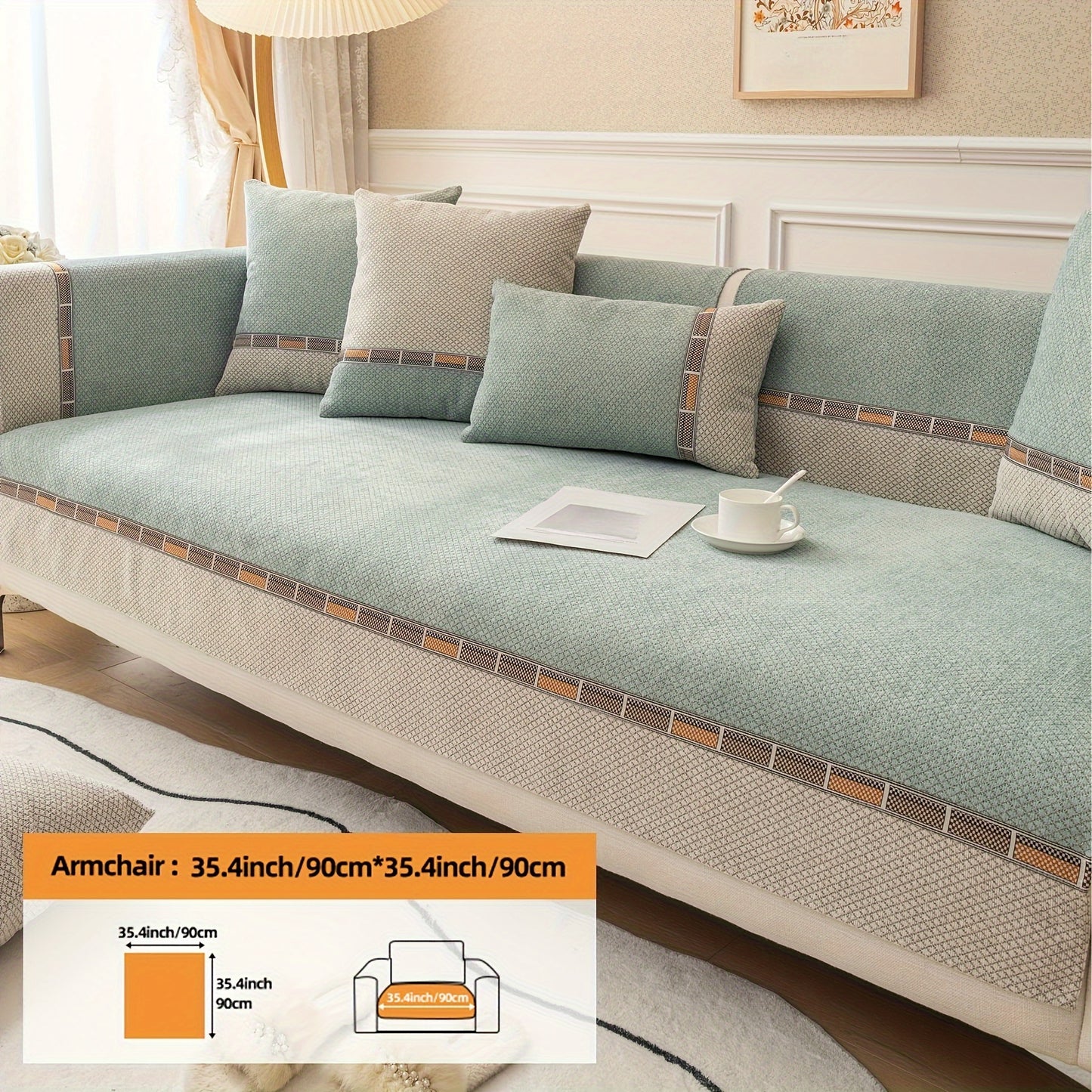 Bohemian diamond chenille sofa cover, pet-friendly, non-slip protector for home décor.