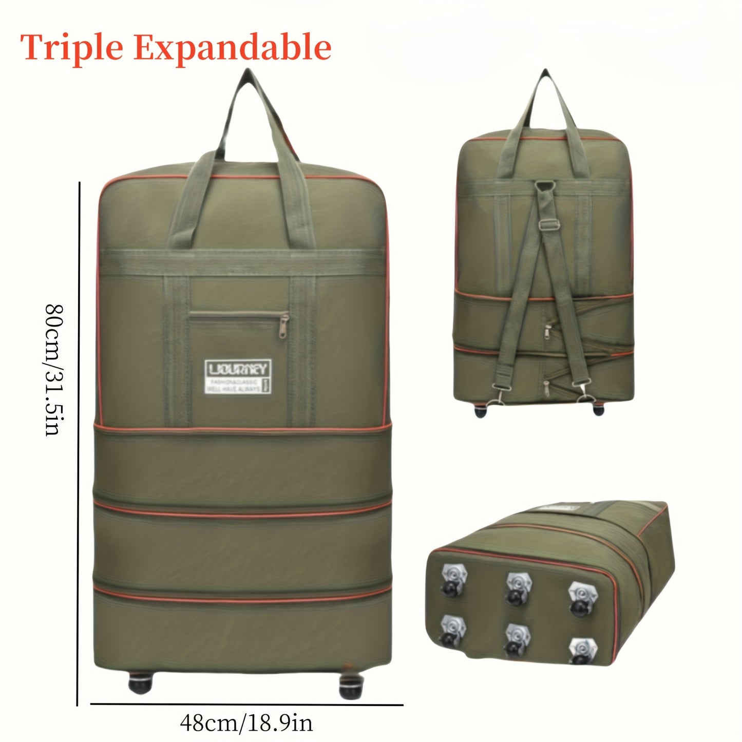 Versatile expandable rolling luggage bag with anti-static spinner wheels, ideal for business, study, and vacation. Features durable polyester construction and waterproof foldable design in