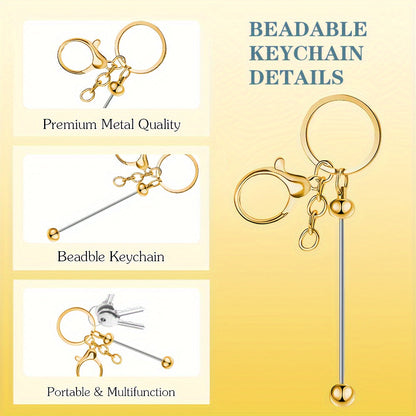 This set includes 12 blank bead keychain pendants, featuring golden bead keychain pendants, bead pendants, and gemstone keychain pendants - perfect for creating ornaments, DIY crafts, and giving as gifts for Christmas and Valentine's Day.