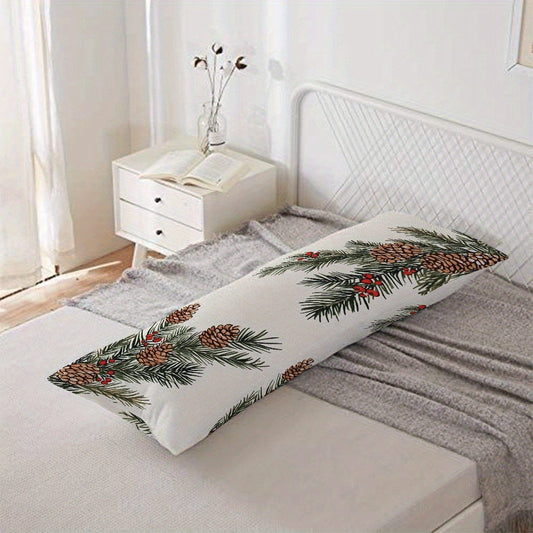 Long Body Pillow Cover made of cozy flannel fabric, measuring 137.16x50.8 cm. Features a zipper closure and is machine washable. Perfect for all-season use, this pillow cover has a casual style with a pine nut design, ideal for adding a touch of love