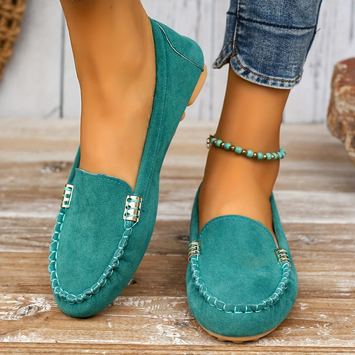 Women's metal loafers - flat, casual slip-on shoes that are lightweight and comfortable.