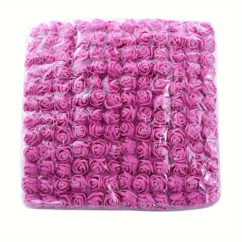 144 Mini foam roses, 2cm in size, ideal for DIY wedding bouquets, scrapbooking, and home decor. Perfect for holidays and Mother's Day.