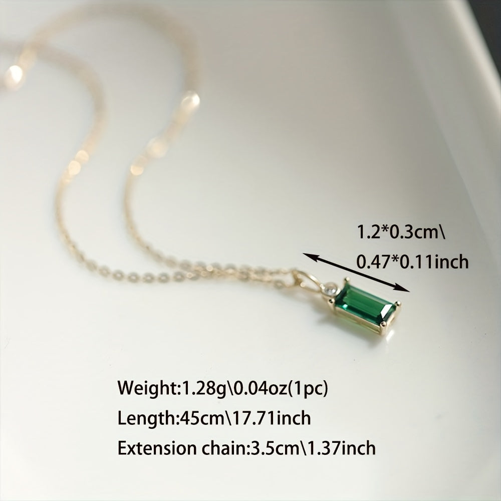 Green Zirconia Pendant Necklace in 925 Sterling Silver for Women, Perfect for Mother's Day or Anniversary Gift.