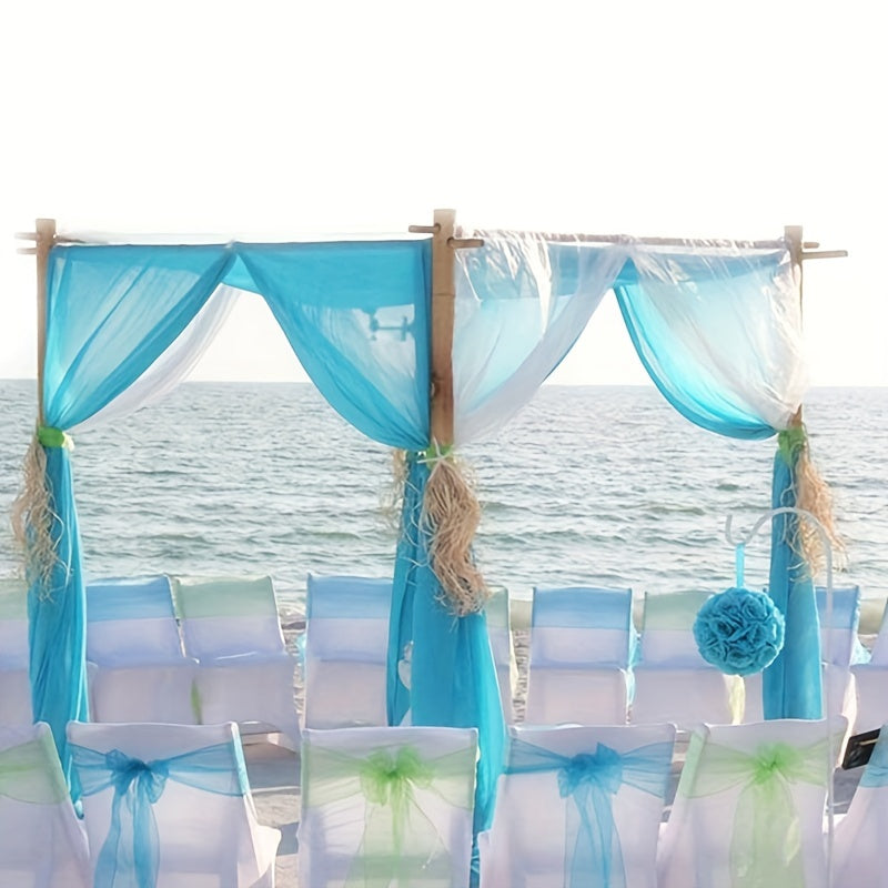 1pc Vibrant Organza Tulle Sheer Fabric Backdrop Curtain, 10m - Colorful Swirl Patterns for Events | Durable, Power-Free, Feather-Free Polyester.