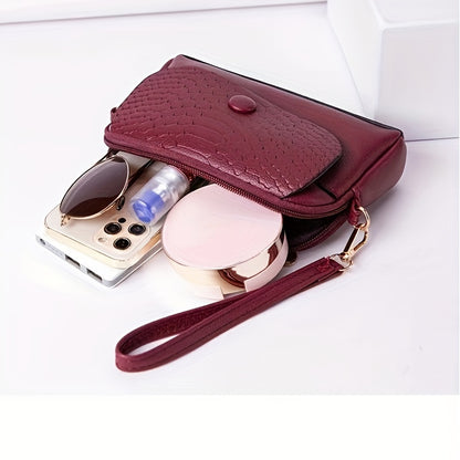 Stylish mini crossbody bag for women with removable strap and zipper closure. Suitable for commuting and shopping.