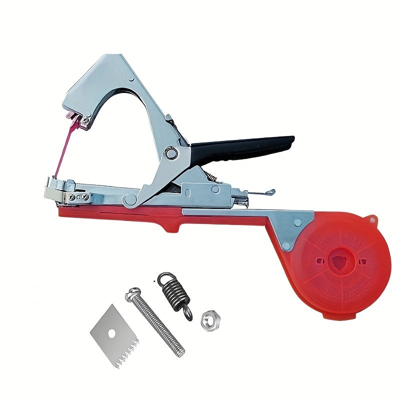 1 Set Plant Tying Machine Tool for Grapes, Raspberries, Tomatoes, and Vine Vegetables with Tapes, Staples, and Replacement Blades.