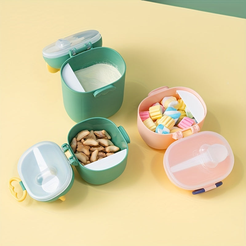 Baby Travel Essentials: Personalized Infant Milk Powder and Snack Storage Box with Cute Dinosaur Cartoon Design