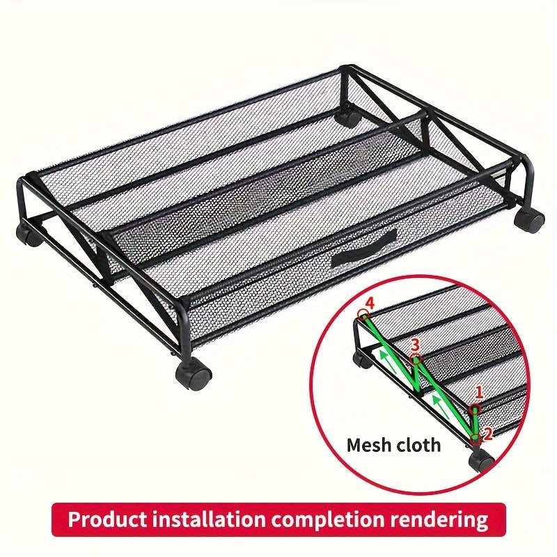 Keep Your Shoes Neat and Tidy with our Space-Saving Under-Bed Shoe Rack featuring 360° Swivel Wheels - Sturdy Metal Organizer for Effortless Shoe Storage and Organization, Convenient Sliding Design Perfect for Bedroom, Dorm, and Home Use