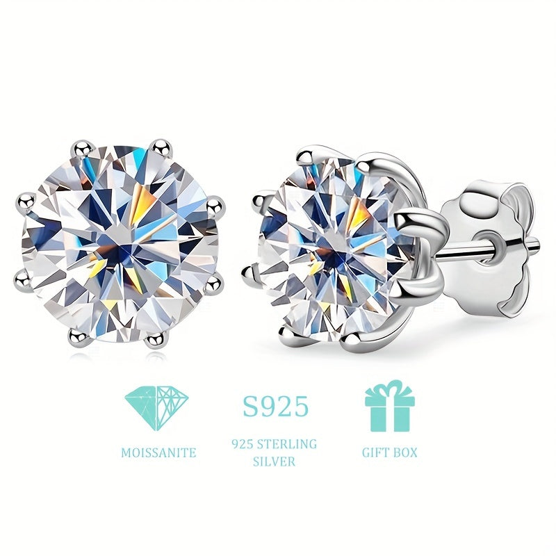 Add some excitement to your style with our LOVESSOM 4 Carat Moissanite Stud Earrings! These hip hop rock inspired earrings are made from 925 sterling silver and feature an 8-prong setting, perfect for couples. Ideal for weddings, birthdays