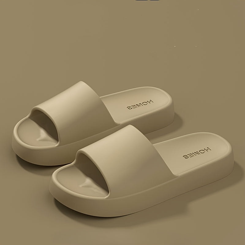 Simple Solid Color EVA Slides - Soft, Non-Slip Indoor Slippers for All Seasons, Easy to Clean.