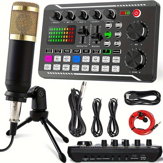 All-in-one Podcasting Kit: Includes condenser mic, tripod stand, professional mixer. Perfect for studio recording, voice overs, streaming, YouTube videos. USB/Battery powered, wireless