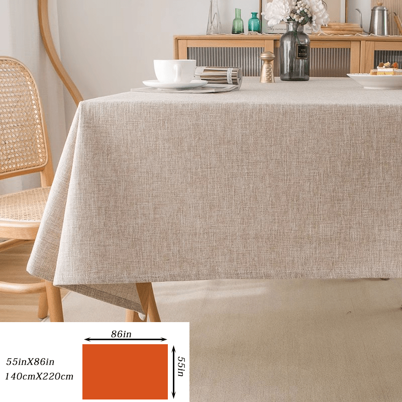 Thick polyester tablecloth in solid color adds elegance to dining and coffee tables with its modern design.