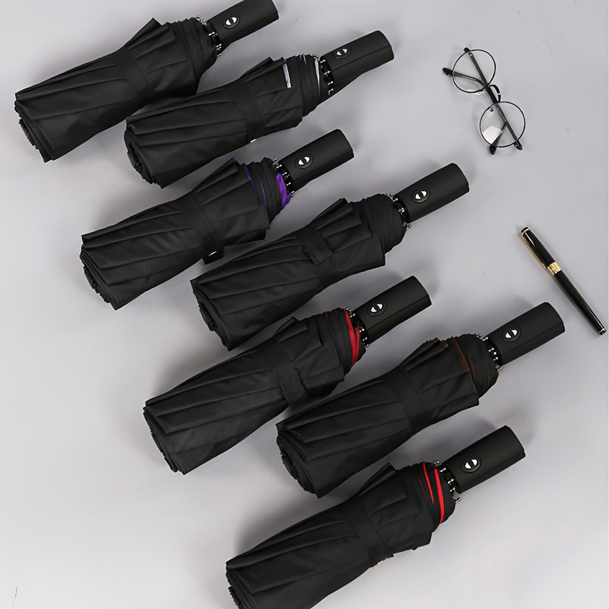 Stylish automatic umbrella with 10 ribs, windproof and UV protected, ideal for both sunny and rainy weather.