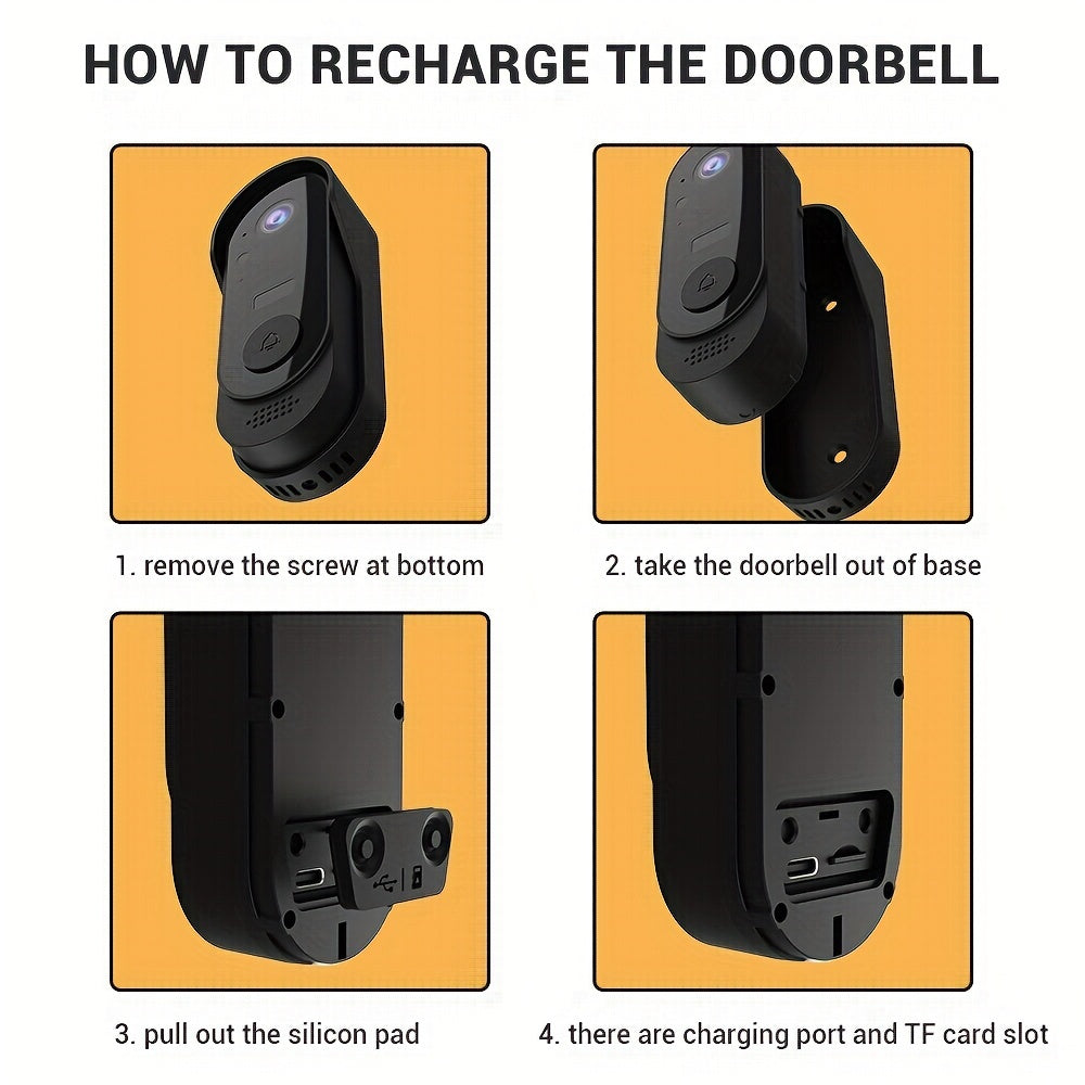 Video Doorbell X8: Wireless, Touch Control, Night Vision, USB Powered, Rechargeable Battery.