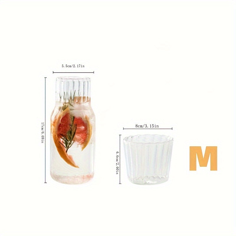 Elegant Glass Drinkware Set: Includes Transparent Water Bottle, Juice Pitcher, and Glass Straws - Perfect for Lemonade, Tea, Milk, and More! Great for Home, Office, School, Dorms, and Camping.