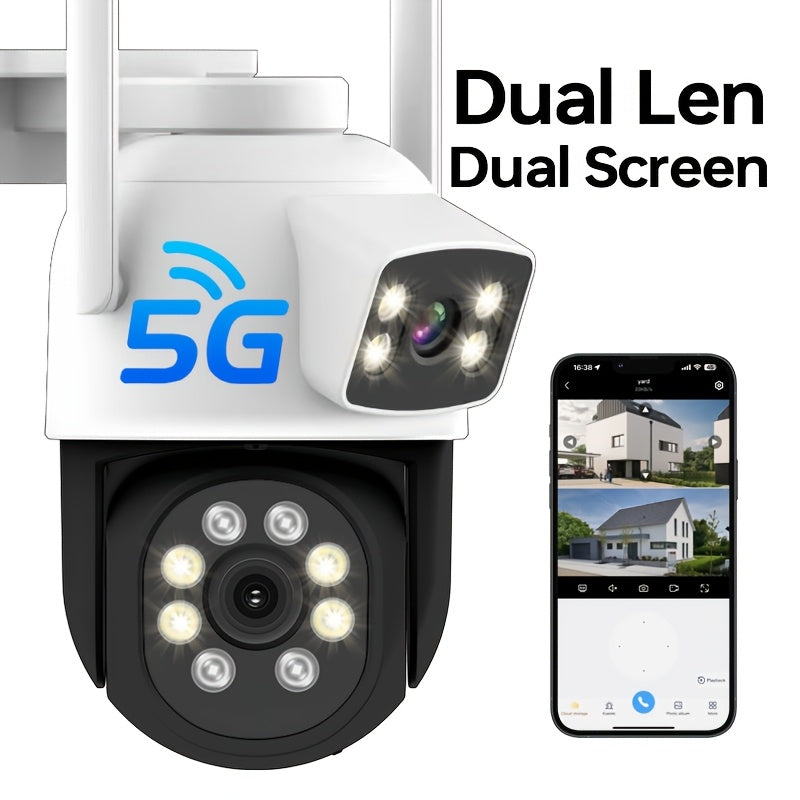 Introducing the ZHXINSD 1pc Wireless Security Camera with Dual Lens Technology. This camera features 2-way audio, a Pan/Tilt 360° View, Color Night Vision, Smartphone Compatibility, USB power supply, 2.4/5G WiFi connectivity, Cloud Storage Option, and is