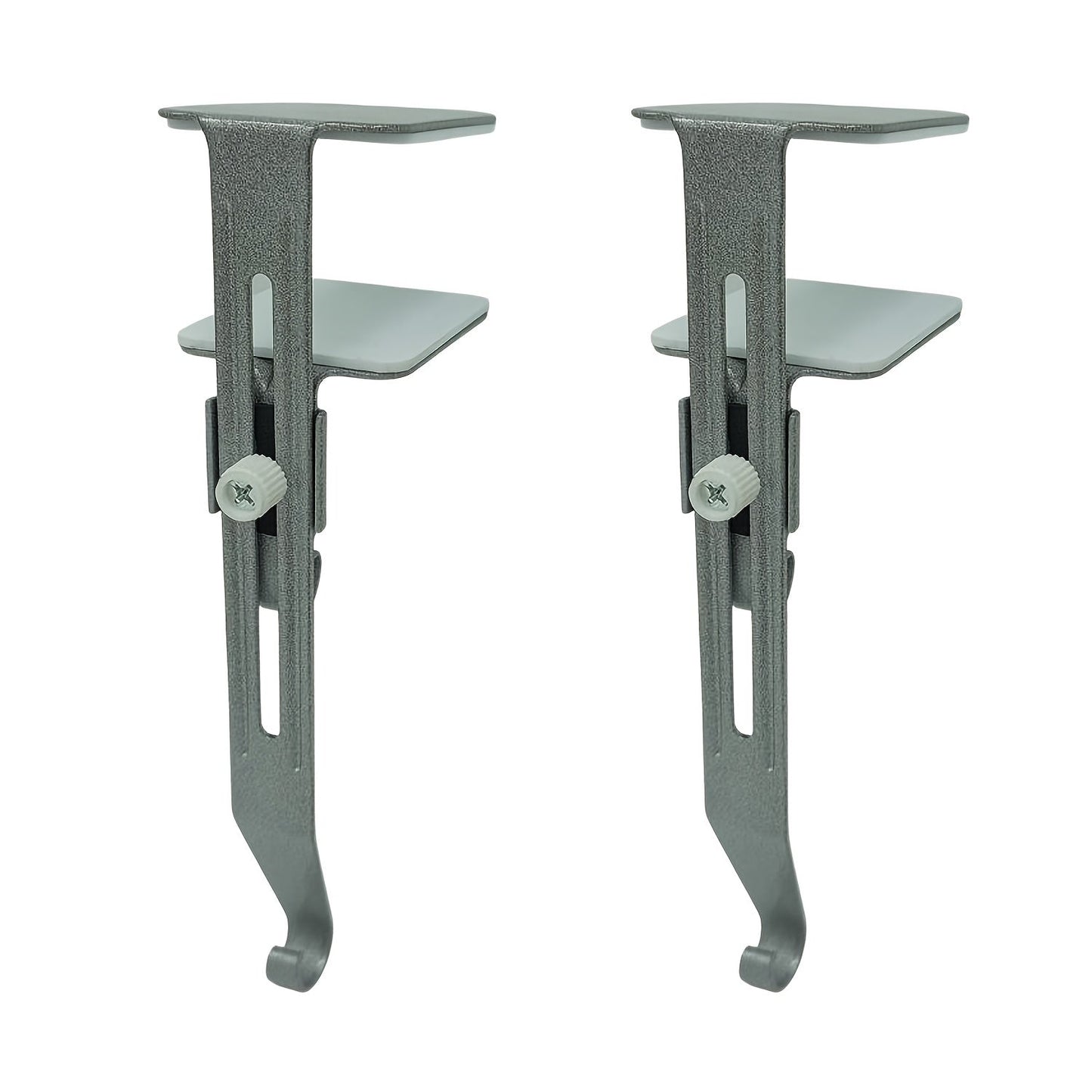 Set of two adjustable metal stocking holders with non-slip pads for securing stockings on fireplace mantel - Perfect for hanging garland and decorations for holiday parties at home.