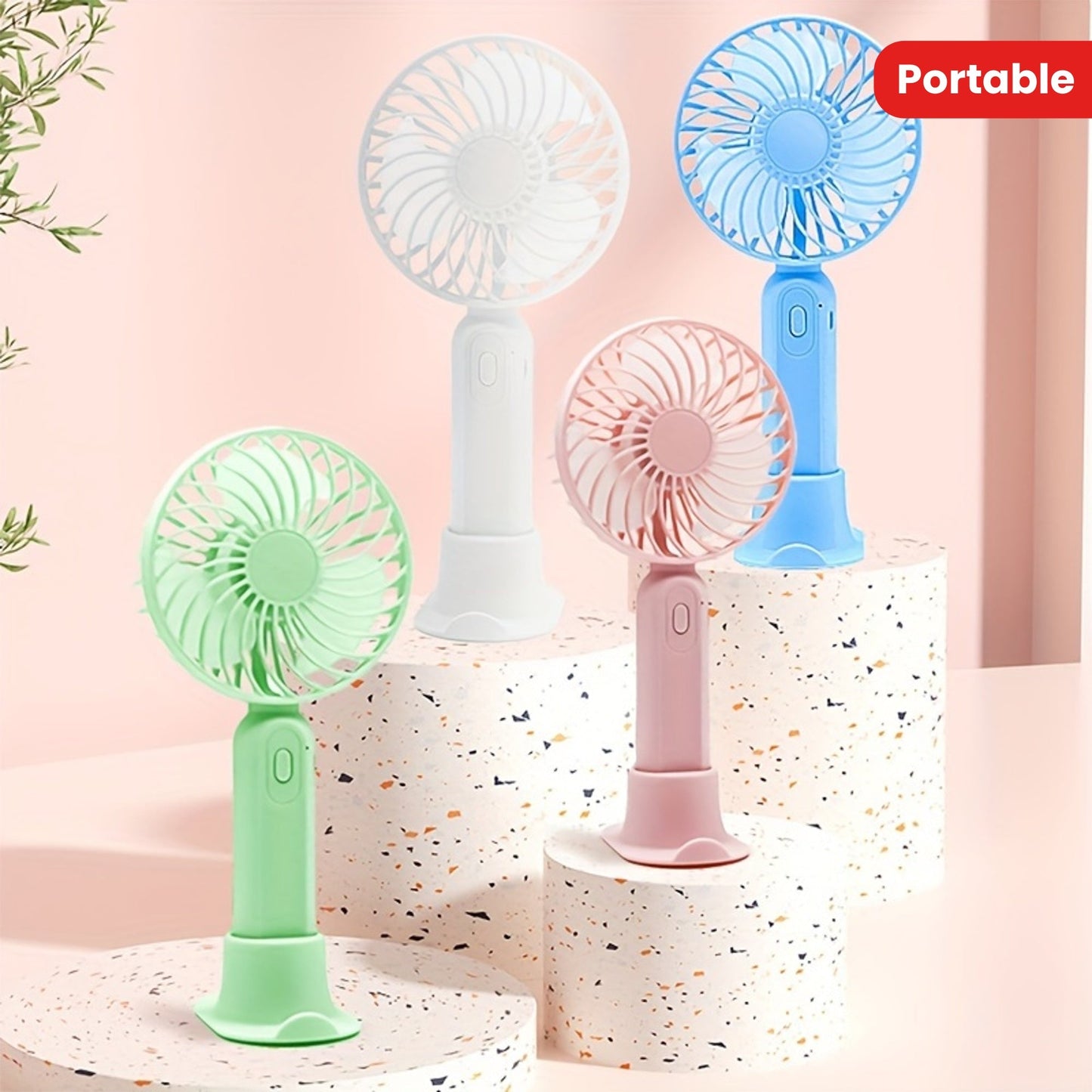 Mini USB Rechargeable Handheld Fan - The perfect portable cooling device for on-the-go use. With a height of 9.06 inches and a base diameter of 3.54 inches, this compact plastic fan is ideal for travel and outdoor activities.