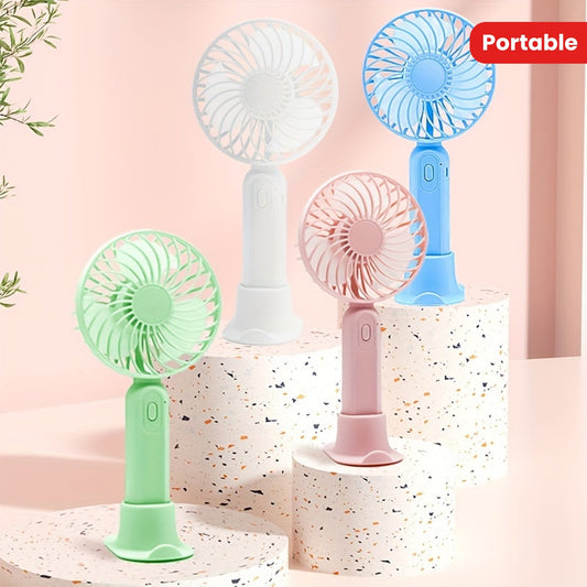 Mini USB Rechargeable Handheld Fan - The perfect portable cooling device for on-the-go use. With a height of 9.06 inches and a base diameter of 3.54 inches, this compact plastic fan is ideal for travel and outdoor activities.