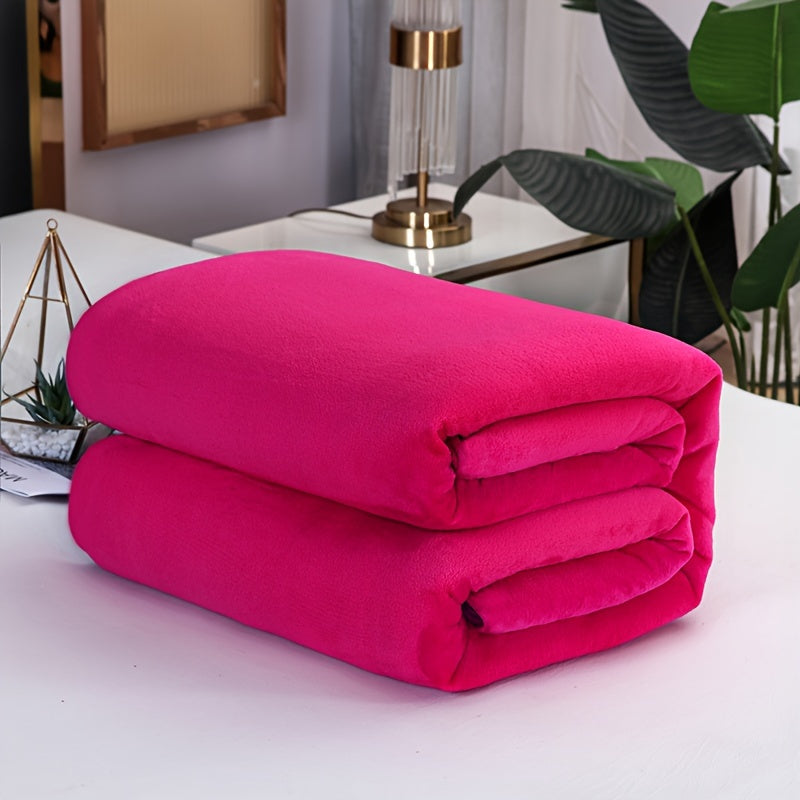 Luxurious Ultra-Soft Flannel Blanket in Solid Color, Contemporary Style – Cozy Plush Bedding Cover, Pillow Inserts or Cases Not Included.