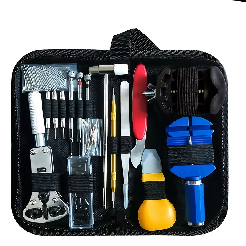 Watch Repair Kit with 147 pieces of Durable Carbon Steel Tools for Easy Assembly and Maintenance - Includes Storage Bag, Suitable for Home Use, and Multifunctional