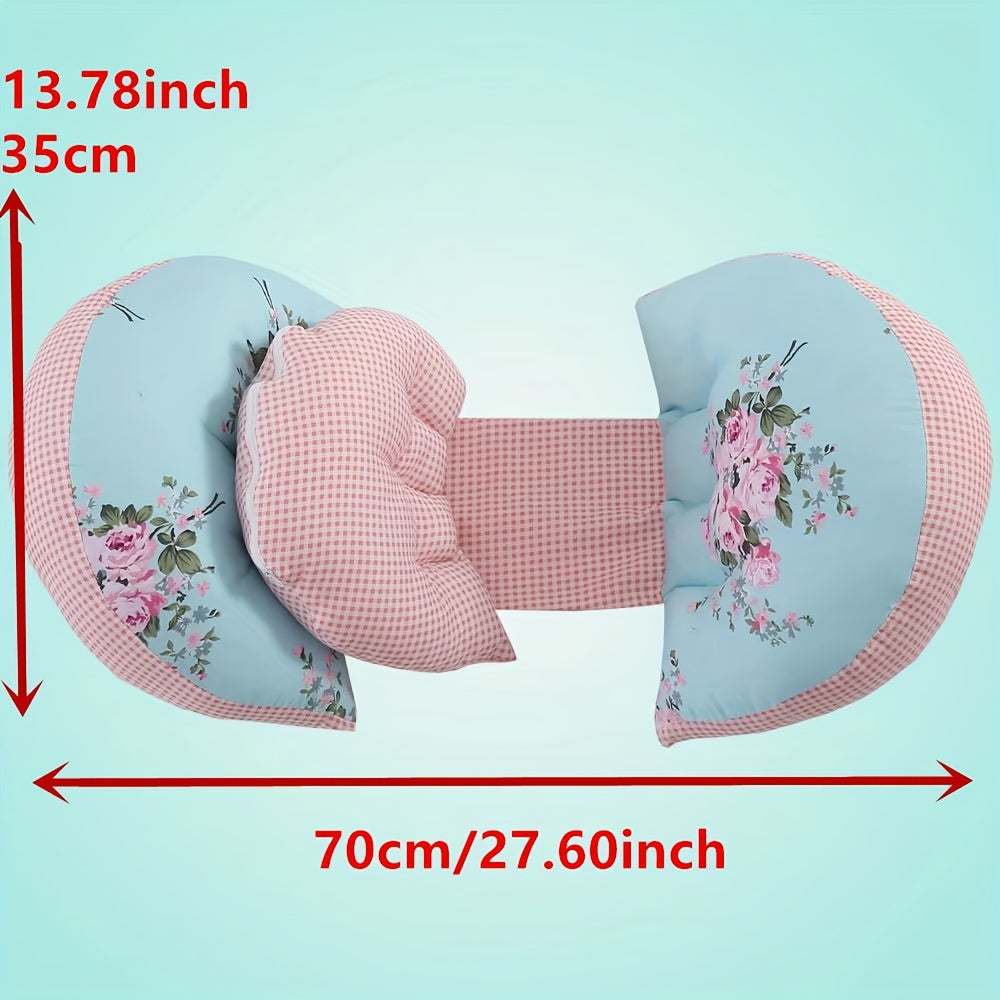 Maternity Pillow with Adjustable U-Shaped Design for Belly and Waist Support - Made of Soft Polyester, Breastfeeding-Friendly, Available in Two Colors