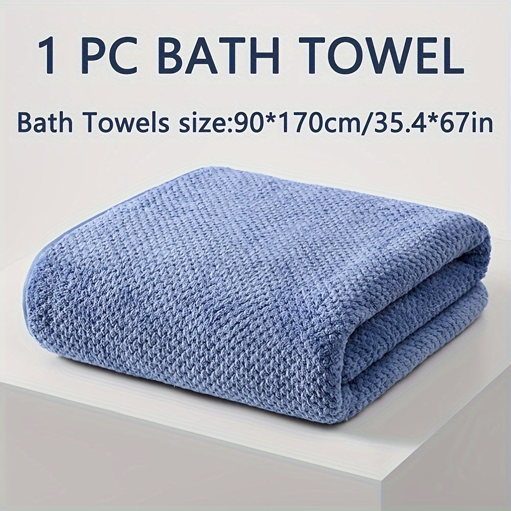 Large pineapple check patterned bath towel made of ultra-fine microfiber, highly absorbent and soft, suitable for various settings, available in multiple colors.