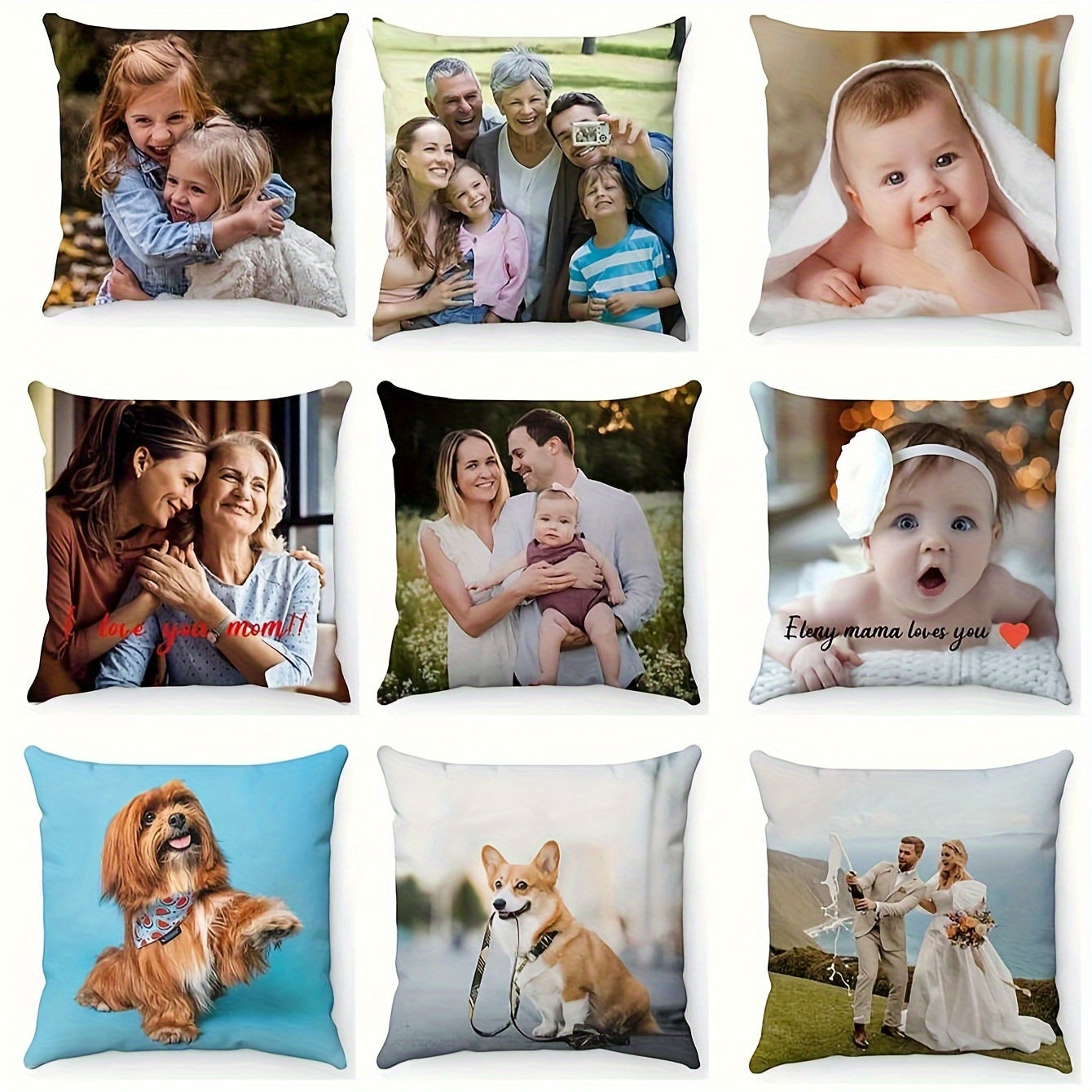 Create Your Own Photo Pillow Cases for Loved Ones - Soft Polyester Knit Fabric Cover - Perfect Gift for Special Occasions like Mother's Day, Father's Day, Thanksgiving, Teacher's Day - Single-Sided Printing, Personalized Pillows for Graduation, Wedding