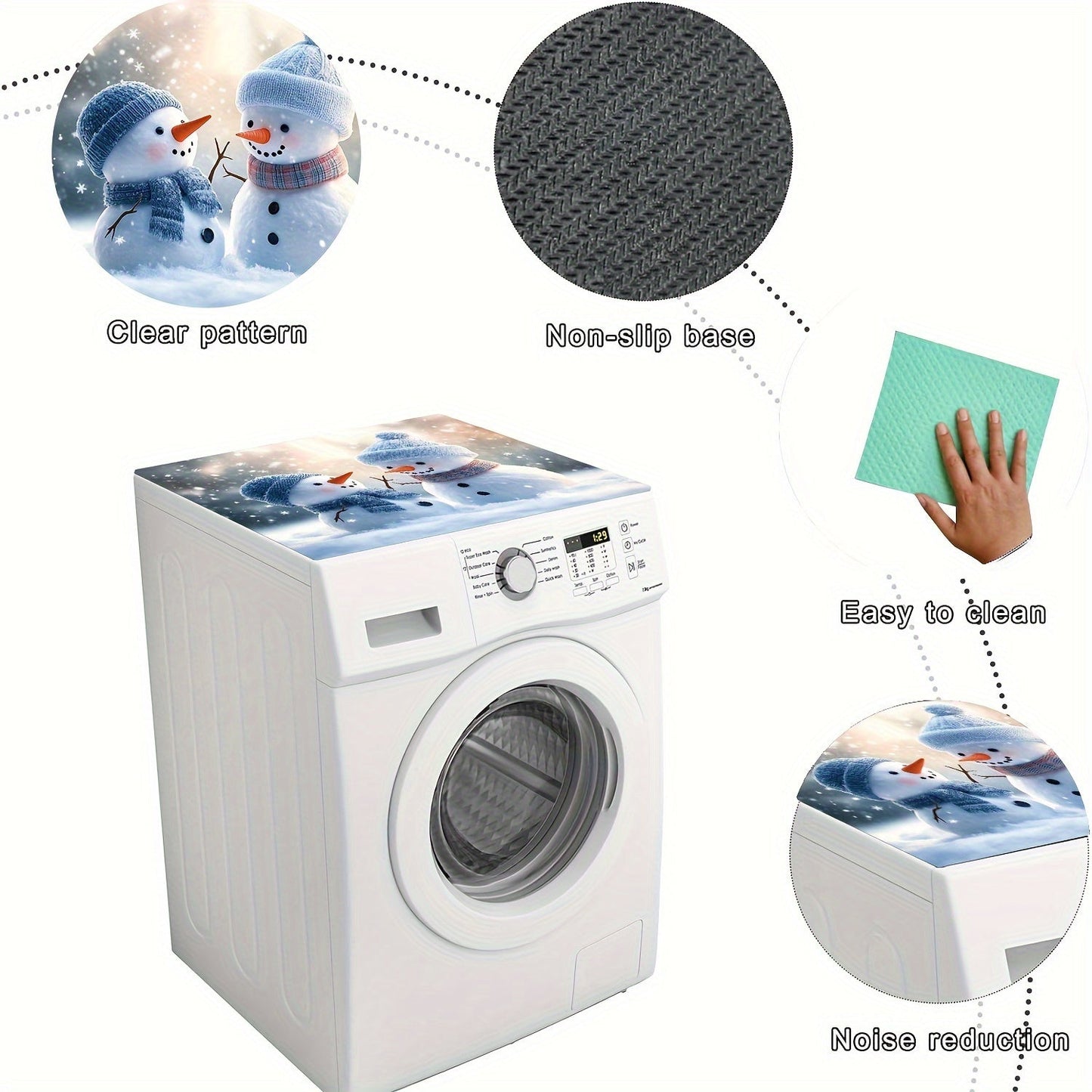 Protect your washer and dryer with the Christmas Snowman Washing Machine Dust Cover. This quick-dry and absorbent protector pad not only keeps your appliances clean but also adds a modern touch to your laundry room or kitchen. With easy cleaning and a