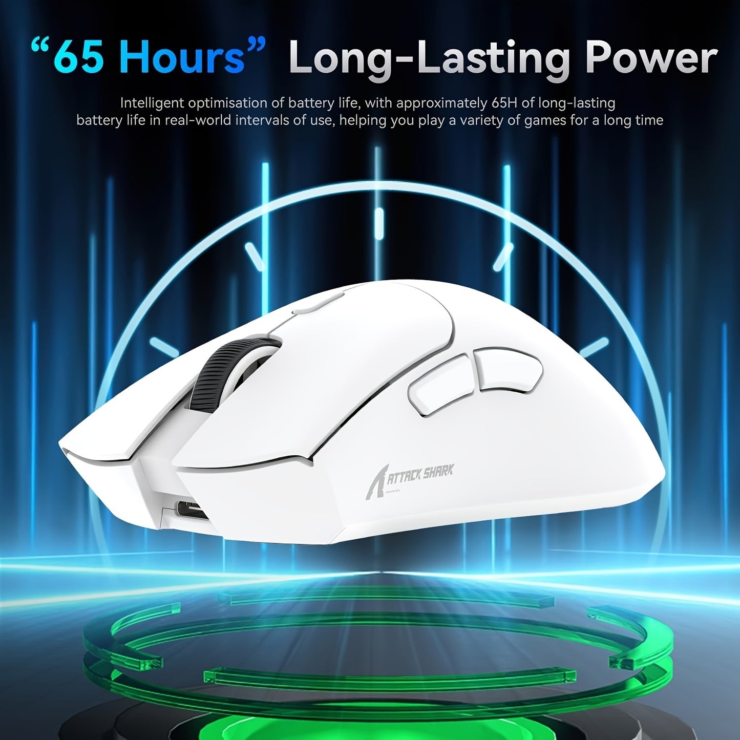 Attack Shark R1 Wireless Gaming Mouse with three connection modes - 2.4G, Wired, and BT5.2. Lightweight at 55g, with 18K DPI optical sensor and 20 million key press lifespan. Ergonomic